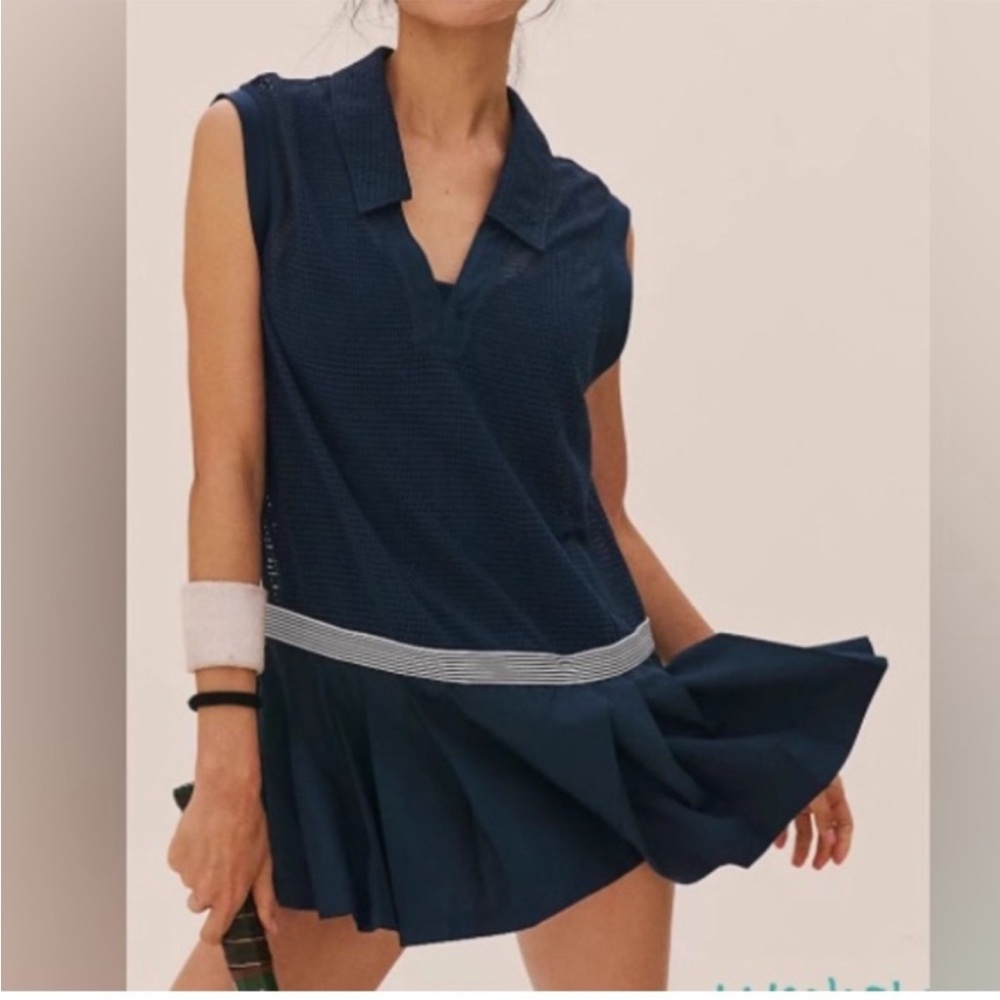 FP Movement Medium Dress Sunshine Day Set pleated skirt Shortsie pockets navy